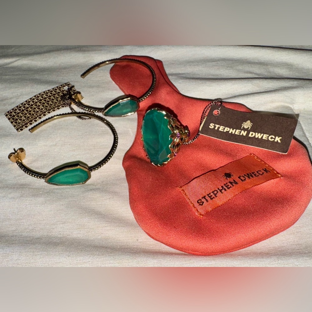 Stephen Dweck Green and Gold Earrings